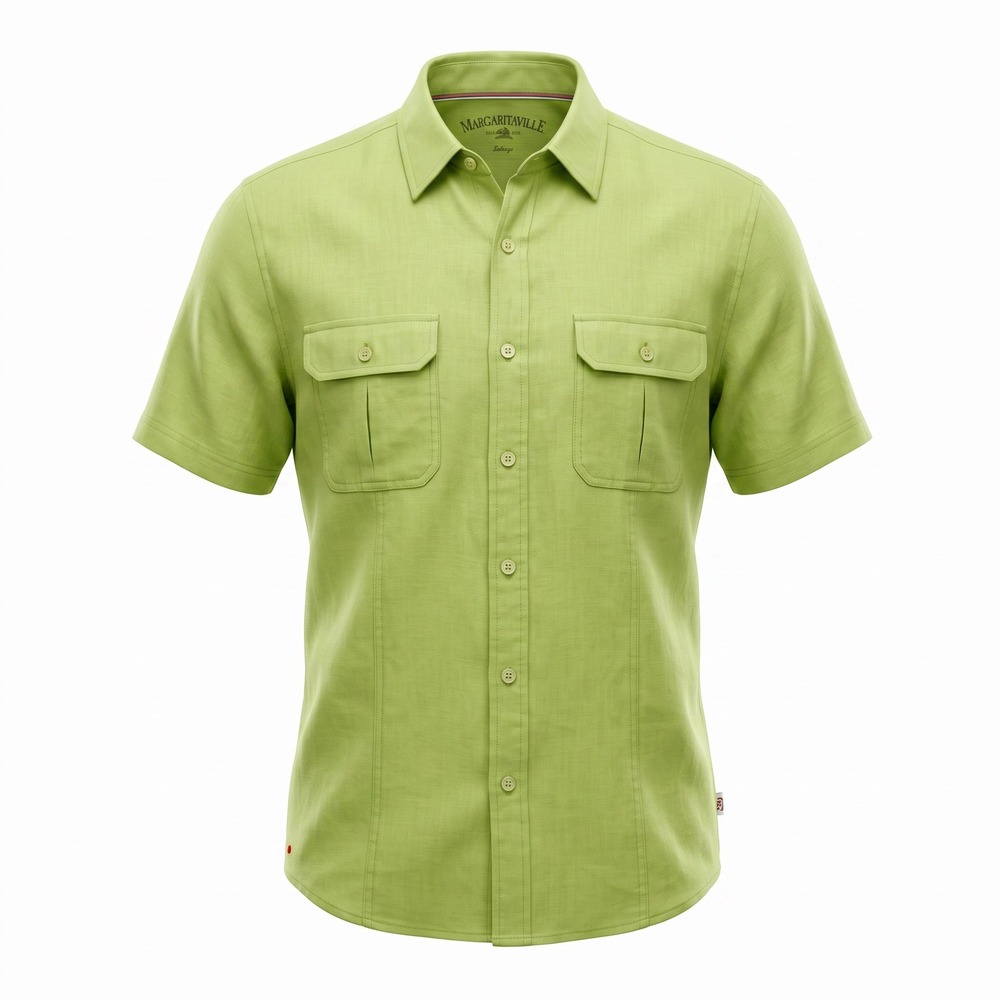 Margaritaville Mens Short Sleeve Button Down Shirt Lime Green Cotton XL